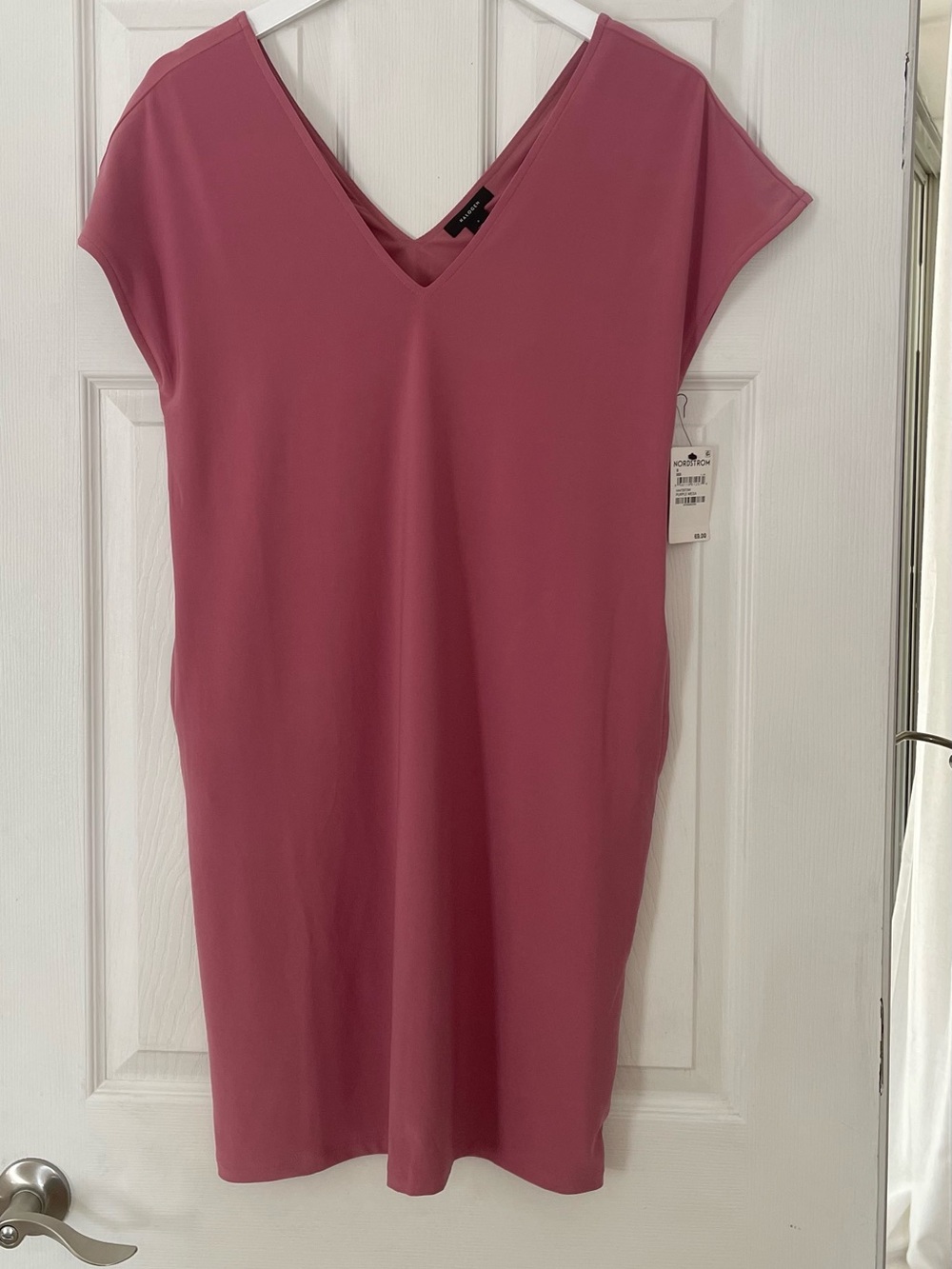 NWT Halogen V-Neck Cap Sleeve Midi Dress in Dusty Rose
